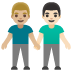 men holding hands, medium-light skin tone, light skin tone